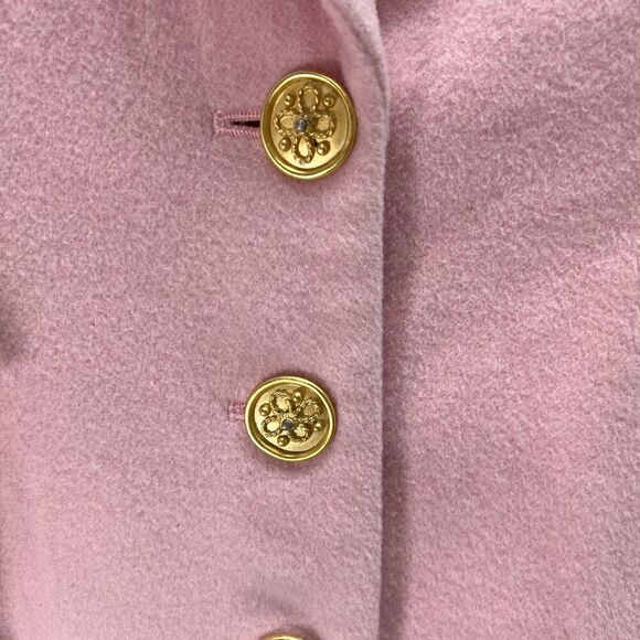 Dana Buchman Petite Blazer Size 12P Pink Wool Angora Blend Gold Buttons Lined - Picture 4 of 14